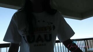 When she sees the cum blasting at her face