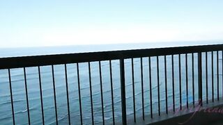 When she sees the cum blasting at her face