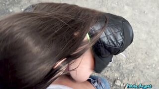 Train track blowjob and fuck