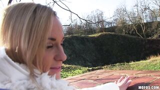 Euro Babe Rides Dick Outdoors